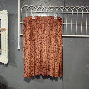 Size 20 Eloquii Elements Beautiful Rust Cheetah Print Midi Skirt w/ Micropleats